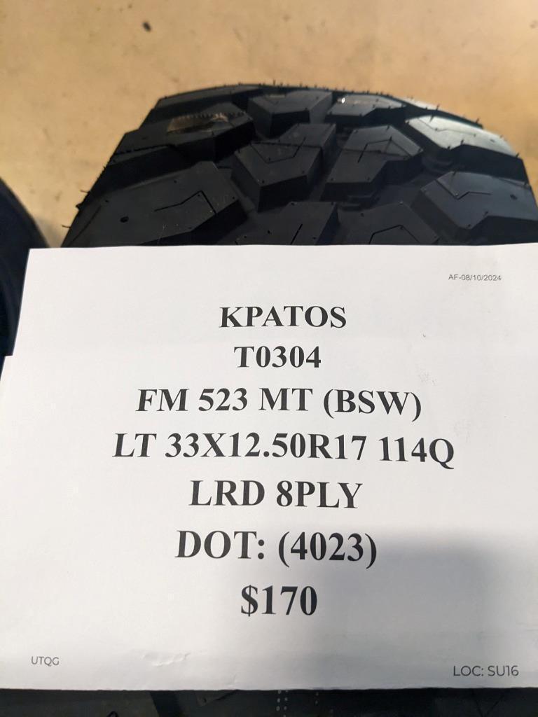 KPATOS FM 523 MT BSW LT 33 12.5 17 114Q LRD 8PLY TIRE  T0304 CQ3
