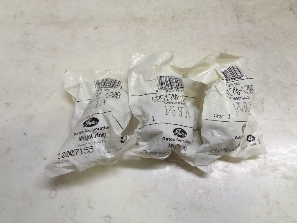 1 NEW PACK OF 3 GATES G25170-1208 HYDRAULIC HOSE FITTING R10TD