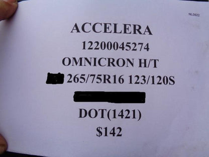 ACCELERA OMIKTON H/T LT 265 75 16 123/120S LRE 10PLY TIRE 12200045274 SU16