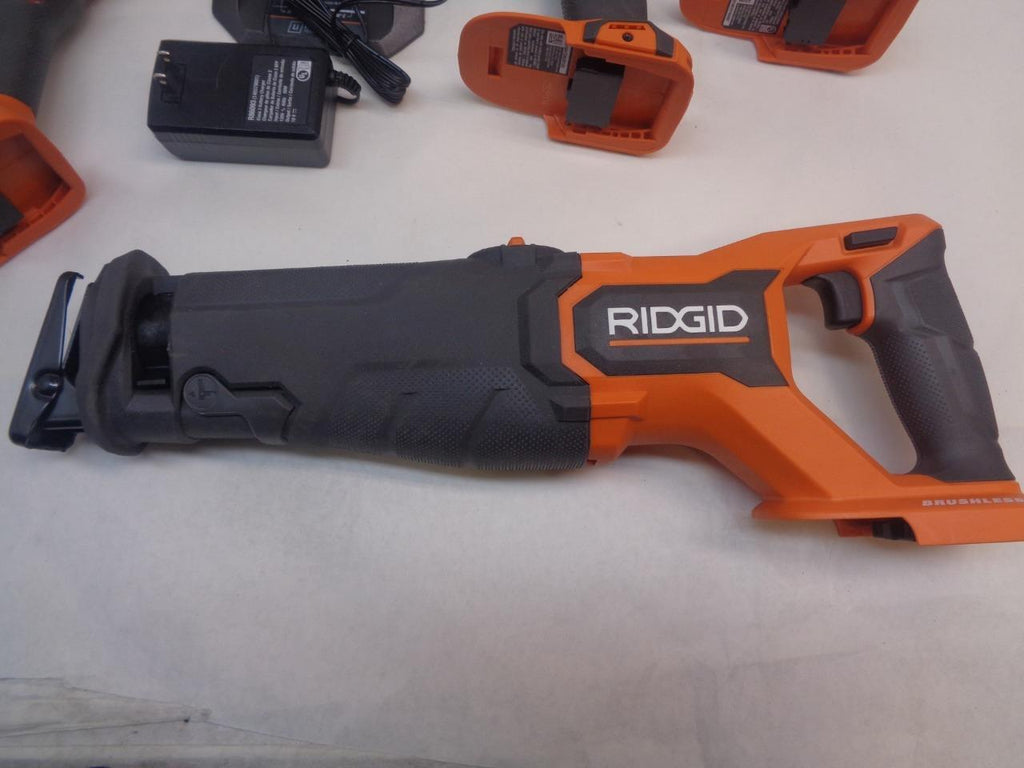 NEW RIDGID R9225 18v BRUSHLESS CORDLESS 4 TOOL KIT 4ah & 2ah BATTERY/CHARGER SR
