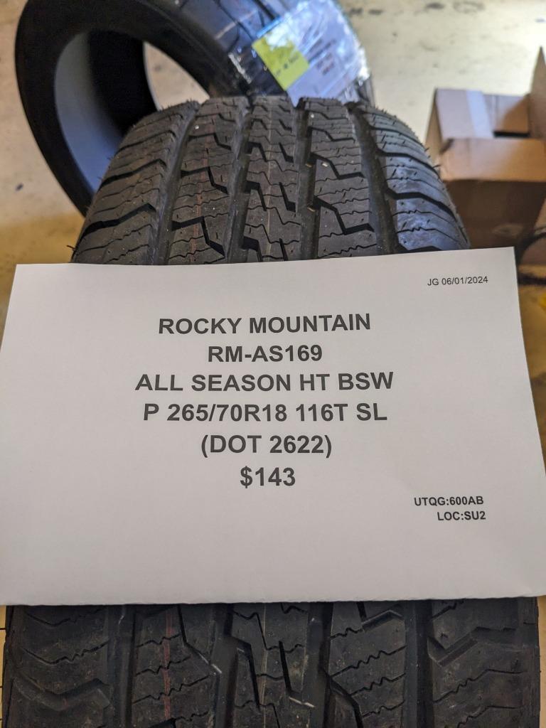 ROCKY MOUNTAIN ALL SEASON H/T BSW P 265 70 18 116T SL TIRE AS169 CQ2