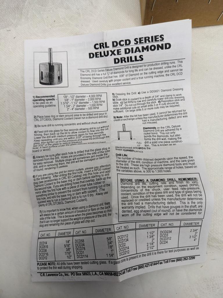 CRL DCD134 331747 1-3/4" DCD SERIES ELECTRO-FORMED DIAMOND DRILL NEW D0
