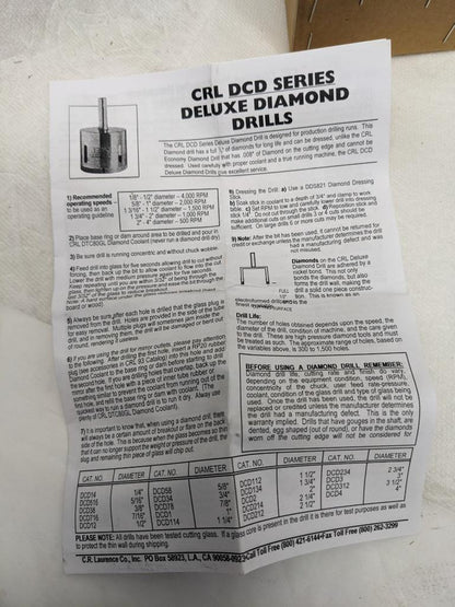 CRL DCD134 331747 1-3/4" DCD SERIES ELECTRO-FORMED DIAMOND DRILL NEW D0