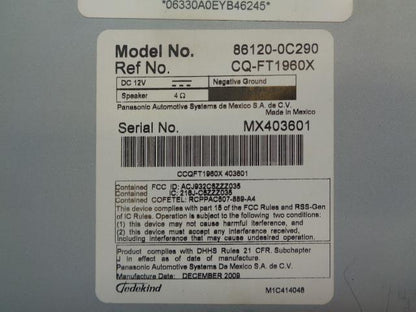 1 USED RADIO CD PLAYER 86120-0C290 FOR TOYOTA TUNDRA 2009-2013 R17