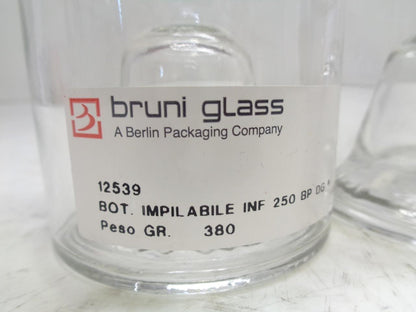 SET OF 2 BRUNI GLASS 250ML CYLINDRICAL DECANTER 12539 BOT. IMPLIABILE INF 250 SR