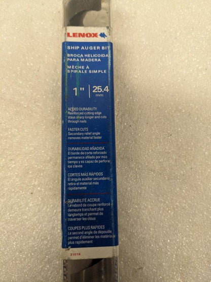 LENOX 31016 1" X 18" SHIP AUGER BIT CHIPPED DRILL BIT NEW D0