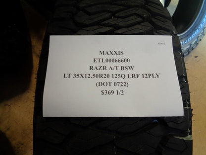 2 MAXXIS RAZR A/T BSW LT 35 12.5 20 125Q LRF 12PLY TIRES ETL00066600 SU16 AQ4