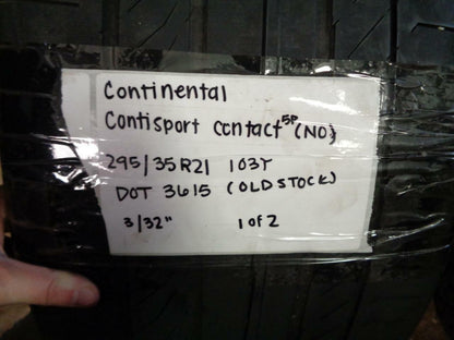 1 USED CONTINENTAL CONTISPORTCONTACT 5P (N0) 295 35 21 103Y 3/32" TIRE 354228000