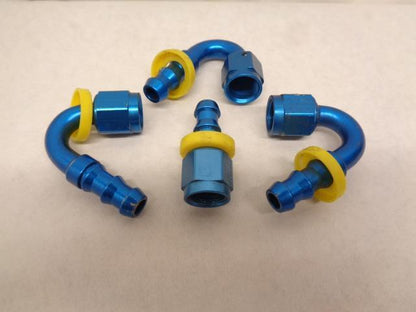 USED FRAGOLA SERIES 8000 PUSH-LITE RACE HOSE END SET STRAIGHT AND 150° END R13T7