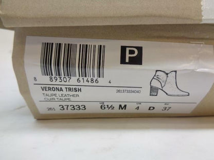 NEW CLARKS VERONA TRISH BROWN LEATHER 2 INCH HEELED BOOTS US 6.5 M SR