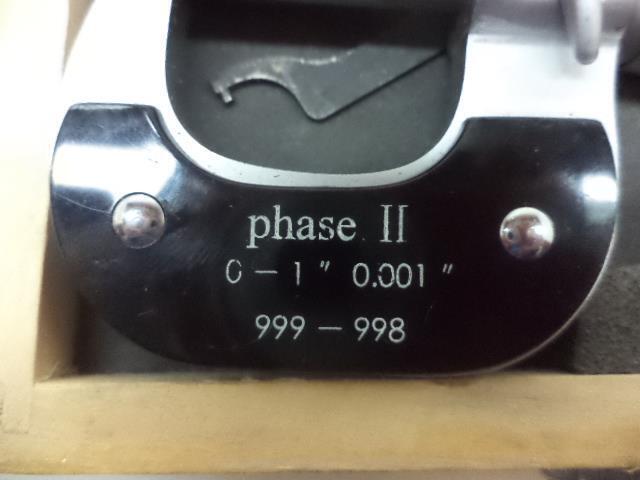 NEW PHASE II OUTSIDE MICROMETER 0-1" 0.001" 999-998 R22T5