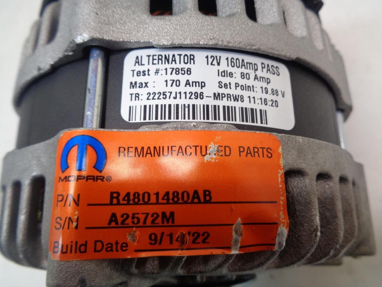 GENUINE MOPAR 2007-10 CHRYSLER DODGE ALTERNATOR R4801480AB R14