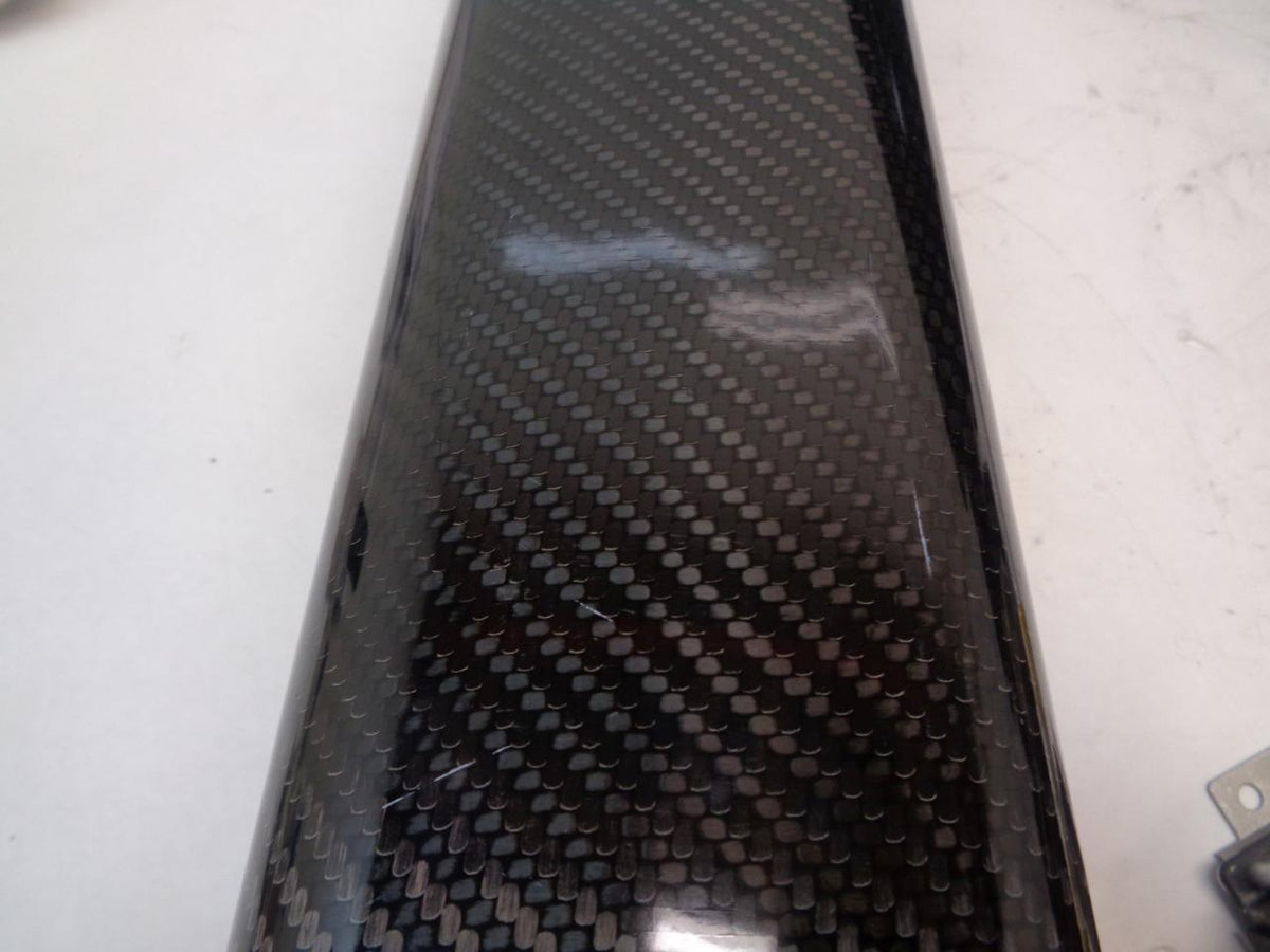 *SCRATCHED 18.5" TRIANGLE CARBON FIBER MOTORCYCLE EXHAUST SLIP ON COVER R16