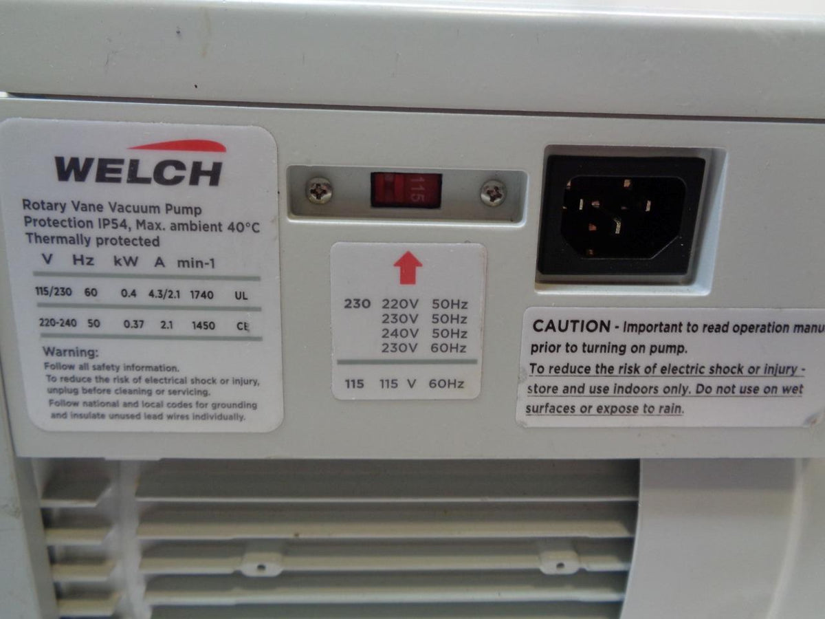 WELCH CRV PRO6 DIRECT DRIVE ROTARY VANE VACUUM PUMP 1/2HP SINGLE PHASE 3062-01
