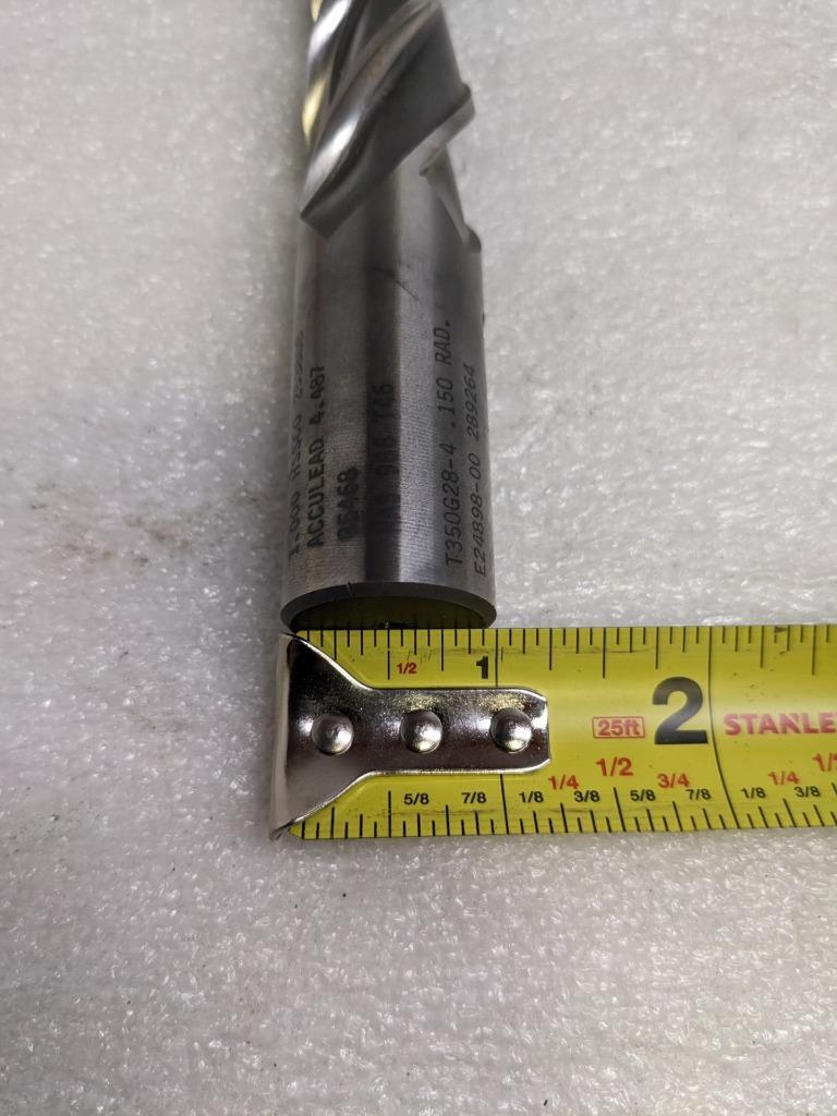 BRUBAKER TOOL 85468 END MILL M42 4-FLUTE T350G28-4 1" DIA. 0.150 RAD. NEW R22T5