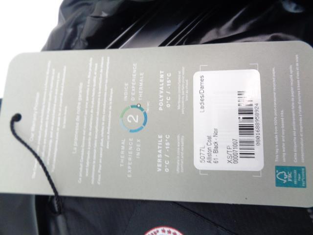 CANADA GOOSE WOMENS ALLISTON COAT BLACK XS/TP 5077L NEW SR
