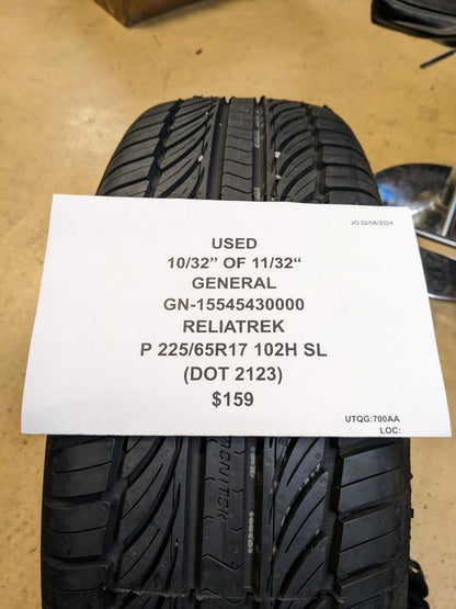 USED GENERAL RELIATREK P 255 65 17 102H SL TIRE 15545430000 CQ1