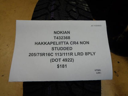 NOKIAN HAKKAPELIITTA CR4 NON STUDDED 205 75 16C 113/111R LRD 8PLY TIRE