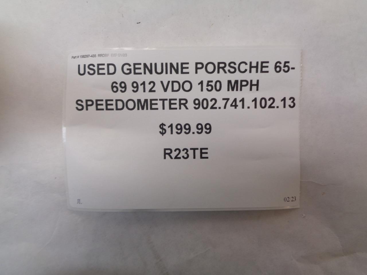 GENUINE PORSCHE 65-69 912 VDO 150 MPH SPEEDOMETER 90274110213 R23TE