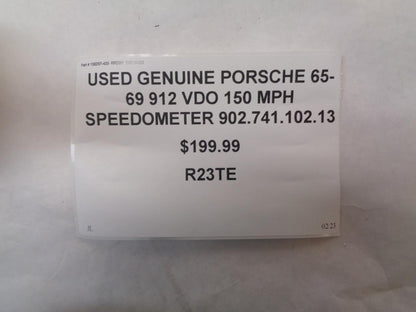 GENUINE PORSCHE 65-69 912 VDO 150 MPH SPEEDOMETER 90274110213 R23TE