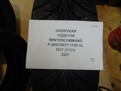 1 GOODYEAR WINTERCOMMAND P 265 70 17 115S SL TIRE 132201788 BQ1