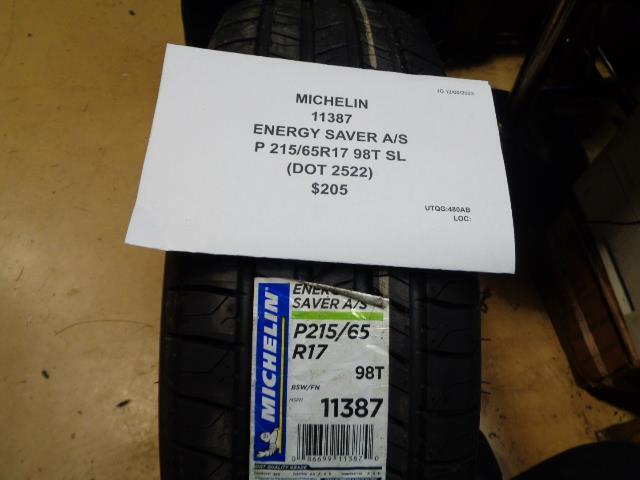 MICHELIN ENERGY SAVER A/S P 215 65 17 98T SL ALL SEASON TIRE 11387 BQ4