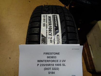 FIRESTONE WINTERFORCE 2 UV P 235 55 18 100S SL TIRE 003853 CQ1