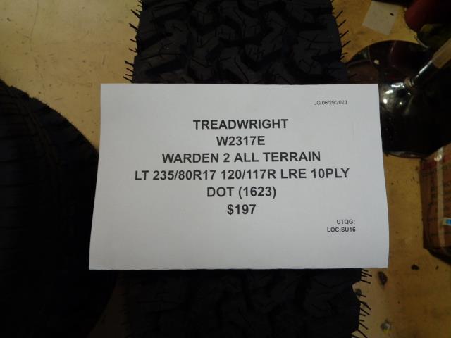TREADWRIGHT WARDEN 2 ALL TERRAIN LT 235 80 17 120/117R LRE 10PLY TIRE W2317E B13