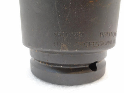 NEW STANLEY PROTO 15075M 1-1/2 IN. DR. IMPACT SOCKET 75MM. 6 PT. R22