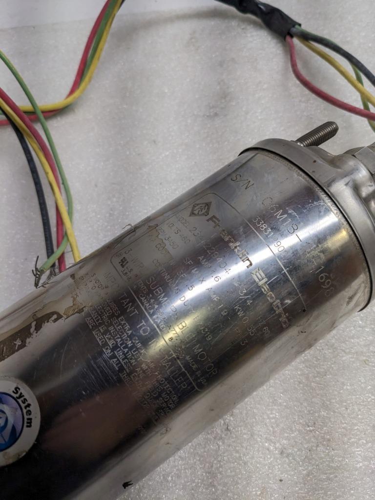 FRANKLIN ELECTRIC 2345229404 SUBMERSIBLE WELL MOTOR 3-WIRE 460V 3/4HP 3PH NEW H2