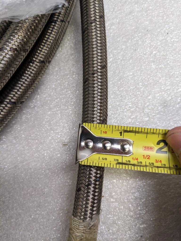 UNBRANDED BRAIDED METALLIC 26' HOSE 5/8" OD 1/2" ID TEFLON LINED NEW R3T3