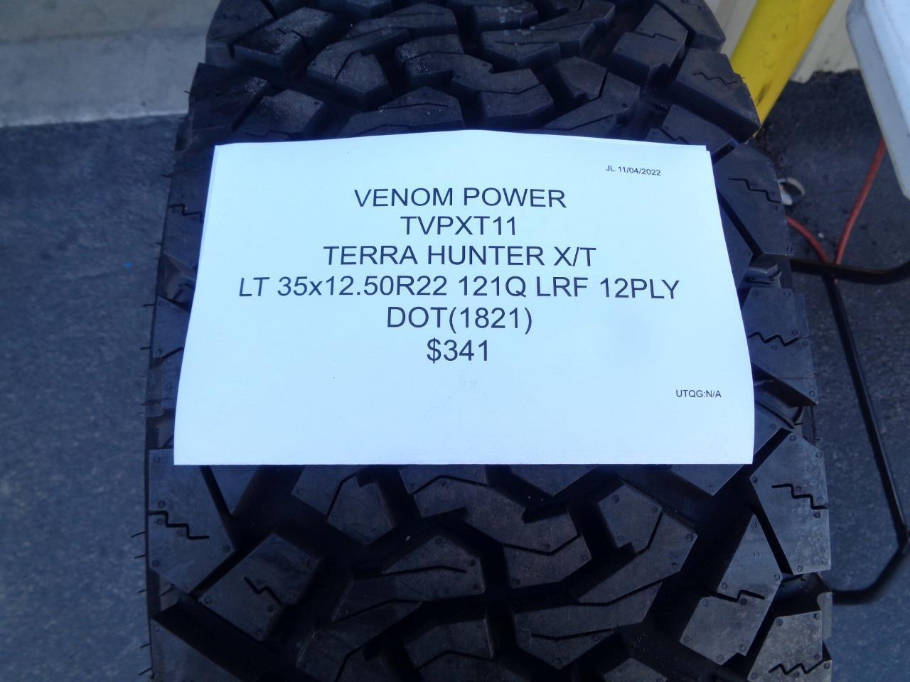 2 VENOM POWER TERRA HUNTER XT LT 35 12.50 22 121Q LRF 12PLY TIRES TVPXT11 SU7