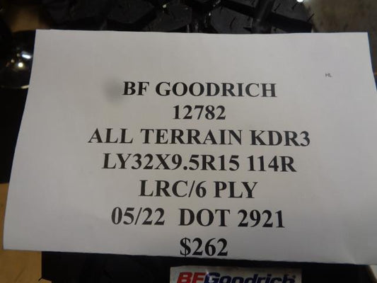 1 NEW TIRE BFGOODRICH ALL TERRAIN KDR3 LT 32 9.5 15 114R LRC/6PLY 12782