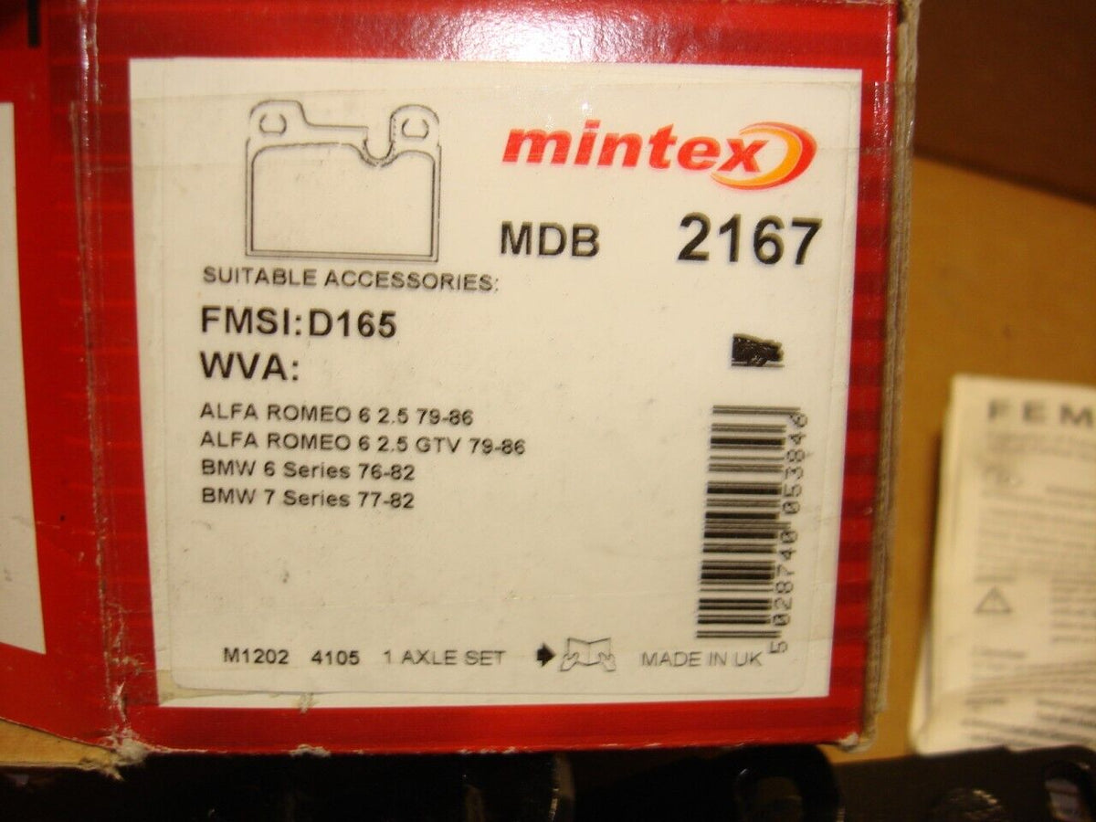 NEW MINTEX MDB2167 BRAKE PADS FITS PORSCHE 911 1984-1989 R5TA
