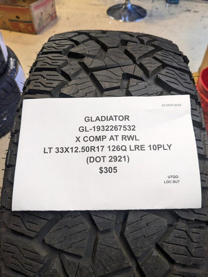 GLADIATOR XCOMP A/T RWL LT 33 12.50 17 126Q LRE 10PLY TIRE 1932367533 CQ2