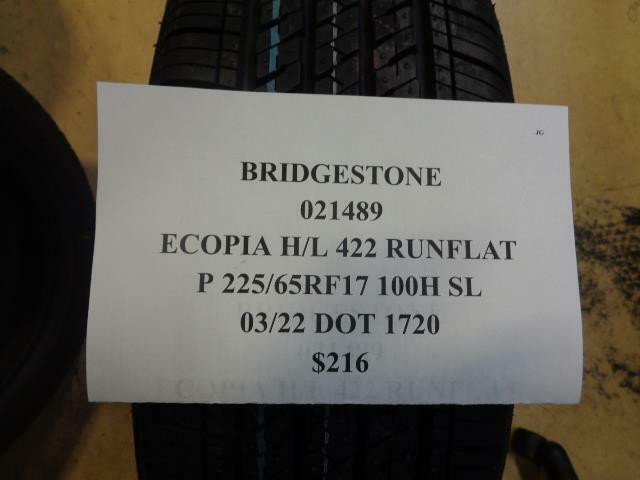 4 NEW BRIDGESTONE ECOPIA HL 422 RUNFLAT 225 65 17 100H SL ALL SEASON TIRE 021489