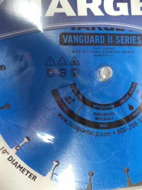 NEW HUSQVARNA TARGET 10" VANGUARD 2 SERIES WET TILE CUTTING DIAMOND 571035 SP1T1