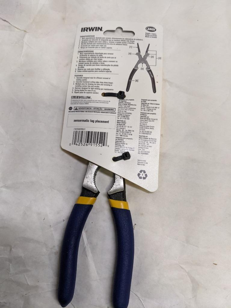 IRWIN TOOLS MIG WELDING PLIERS WITH DIP SLEEVE 8"200MM 1873303 PACK OF 5 NEW R29