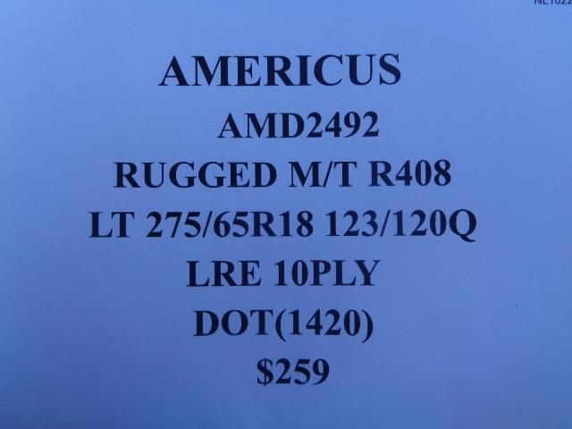 2 AMERICUS RUGGED M/T LT 275 65 18 123/120Q LRE 10PLY TIRES AMD2492 AQ4