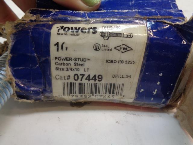 NEW SET OF 8 POWERS POWER-STUD 3/4"x10" WEDGE ANCHORS 07449 R22T5
