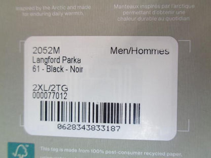 CANADA GOOSE MENS LANGFORD PARKA BLACK 2XL/2TG 2052M NEW SR
