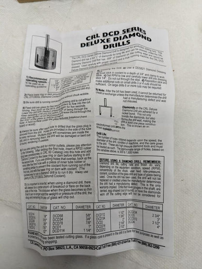 CRL HBT58 331747/026 5/8" BELGIAN THREAD ELECTRO-FORMED DIAMOND DRILL NEW D0