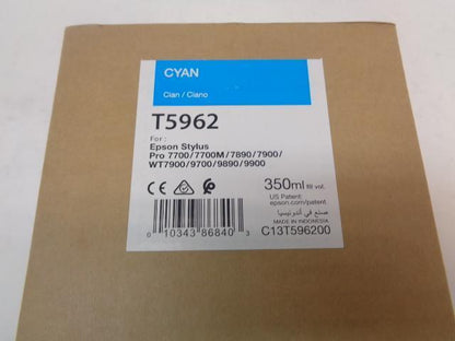 NEW EPSON CYAN ULTRACHROME HDR INK CARTRIDGE 350ML T596200 SR