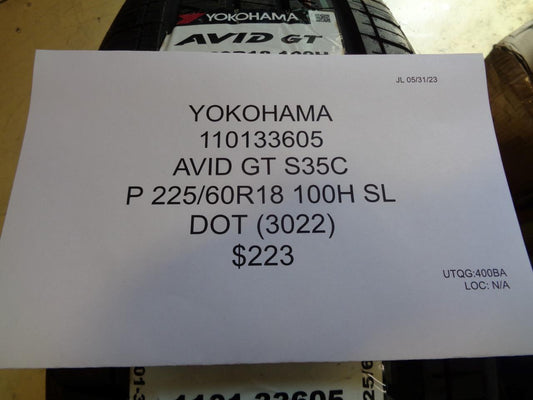 YOKOHAMA AVID GT S35C P 225 60 18 100H SL ALL SEASON TIRE 110133605 BQ3