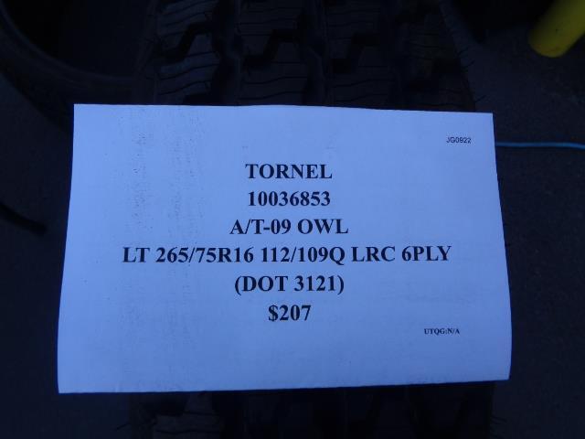 TORNEL A/T-09 OWL LT 265 75 16 112/109Q LRC 6PLY ALL TERRAIN TIRE 10036853 SU16