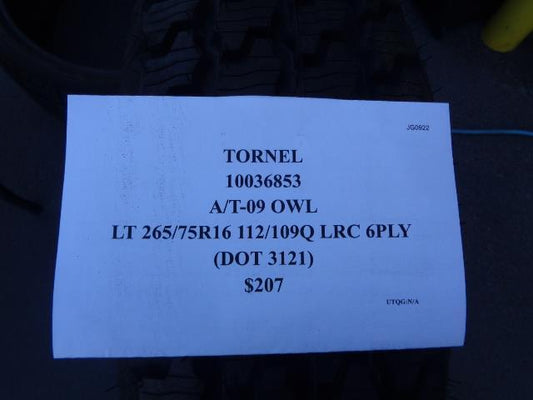 TORNEL A/T-09 OWL LT 265 75 16 112/109Q LRC 6PLY ALL TERRAIN TIRE 10036853 SU16