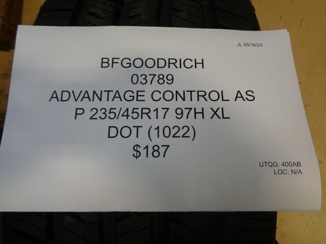 2 BFGOODRICH ADVANTAGE CONTROL AS P 235 45 17 97H XL ALL SEASON TIRES 03789 BQ2