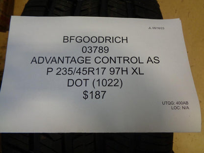 2 BFGOODRICH ADVANTAGE CONTROL AS P 235 45 17 97H XL ALL SEASON TIRES 03789 BQ2
