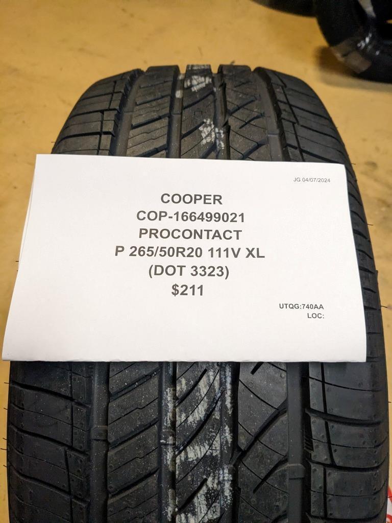 COOPER PROCONTACT P 265 50 20 111V XL TIRE 166499021 CQ3