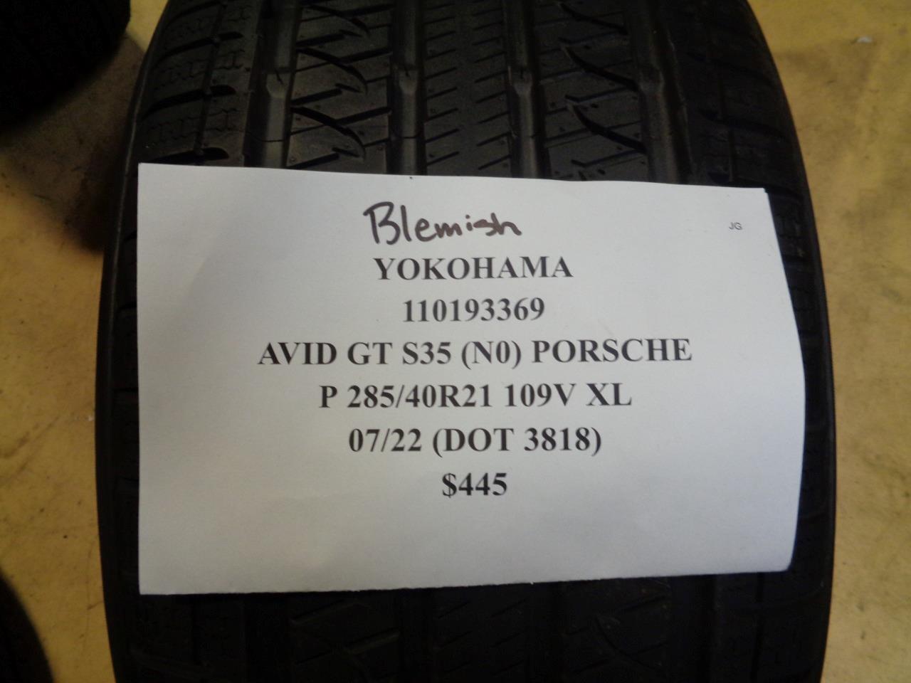 1 NEW BLEMISH TIRE YOKOHAMA AVID GT S35 *NO 285 40 21 109V XL 110193369